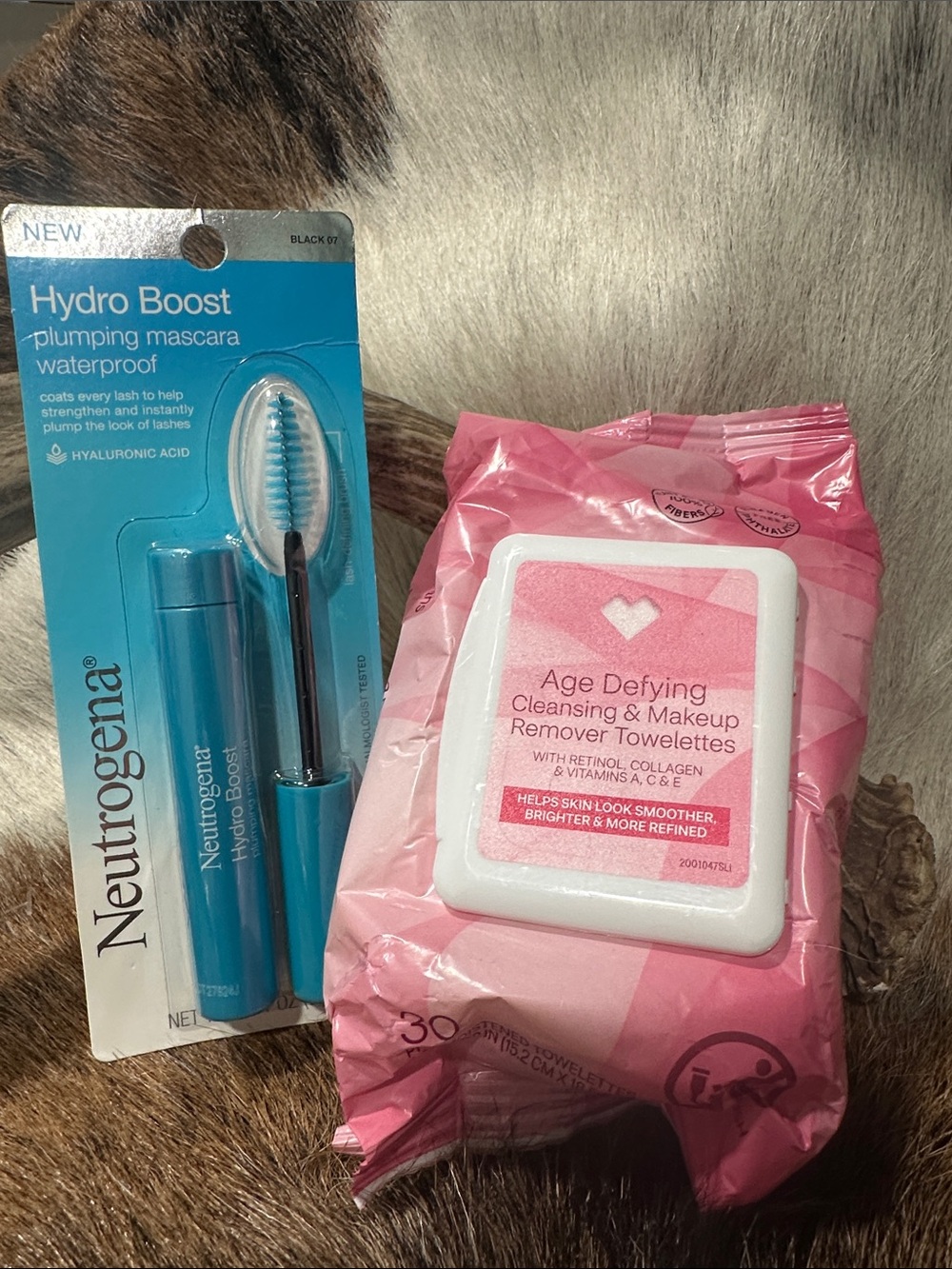 Neutrogena Hydro Boost Mascara & Age Defying Makeup Removing Wipes.